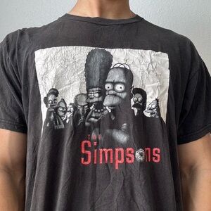 Vintage 2000s The Simpsons Soprano Parody Graphics Black T-Shirt